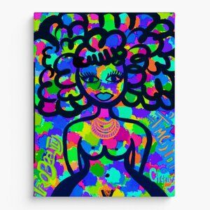 NEW! AFRO BEAUTY my ART Canvas Print Background SOFT PURPLE 👩🏽‍🎤